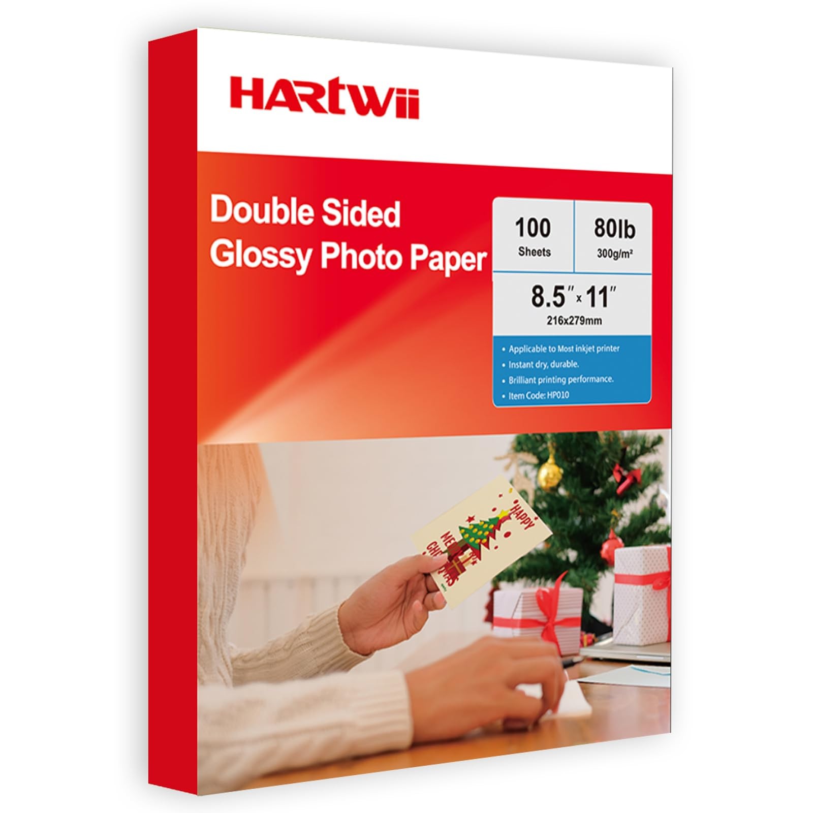 Hartwii 300gsm Double Sided Glossy Thick Heavyweight Photo Paper 80LB White 