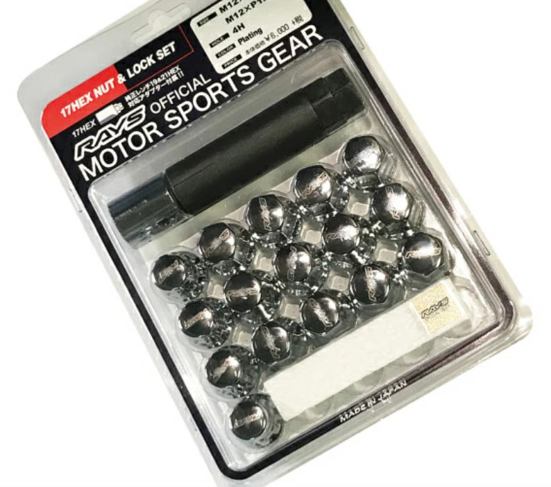 RAYS 17HEX Lock Nut Set M12xP1.5 Chrome 16pcs 1.22 inch Length Toyota Mazda