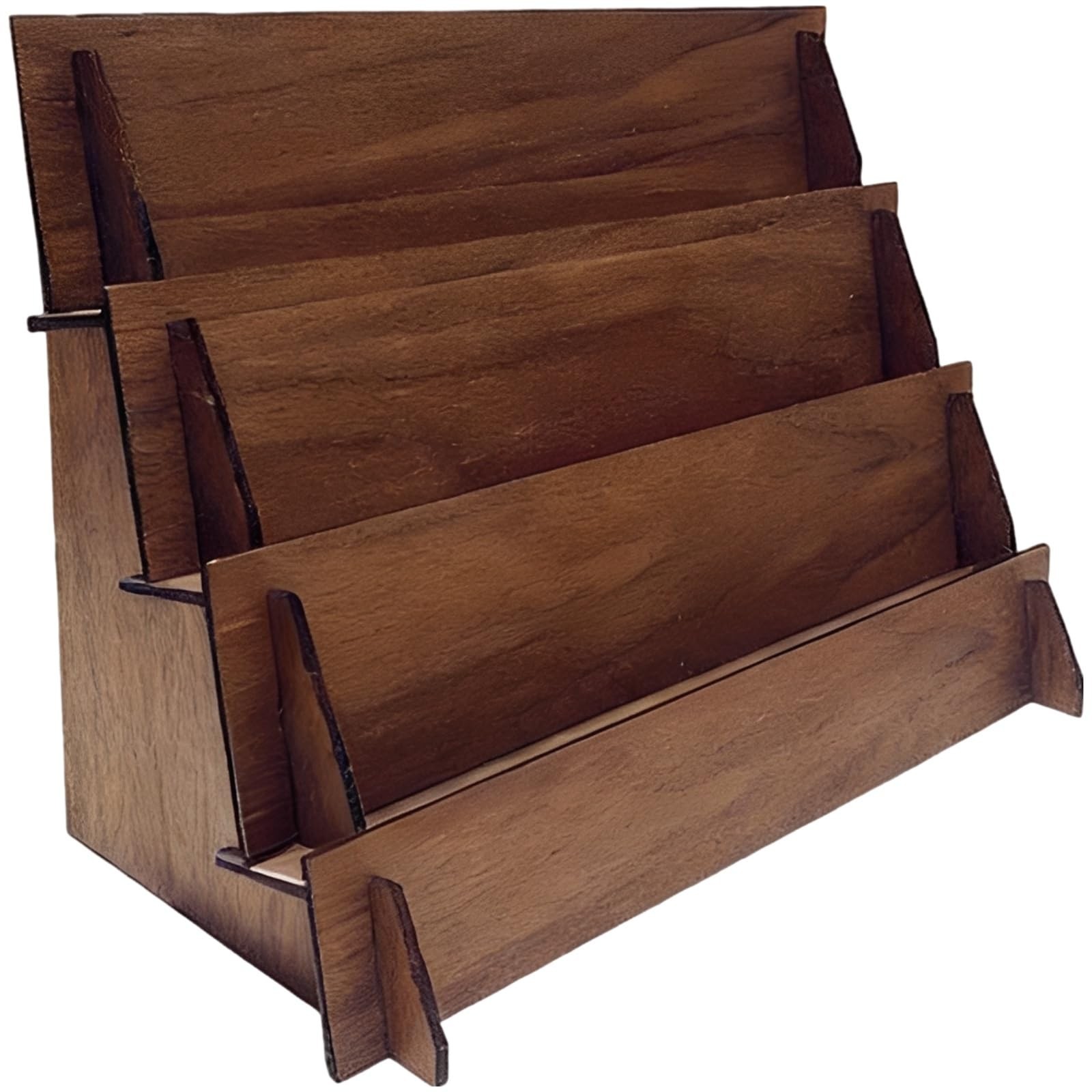 Varku Small Walnut Wooden Jewelry Display Stand, 15.7 x 7.7 x 11 in 3-Tier Cr...