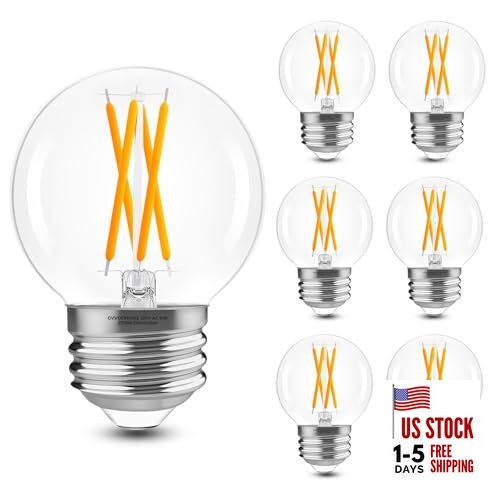 E26 G16.5 Edison LED Bulb, Dimmable 6W 60W Equivalent, 6 Pack 60w Warm White