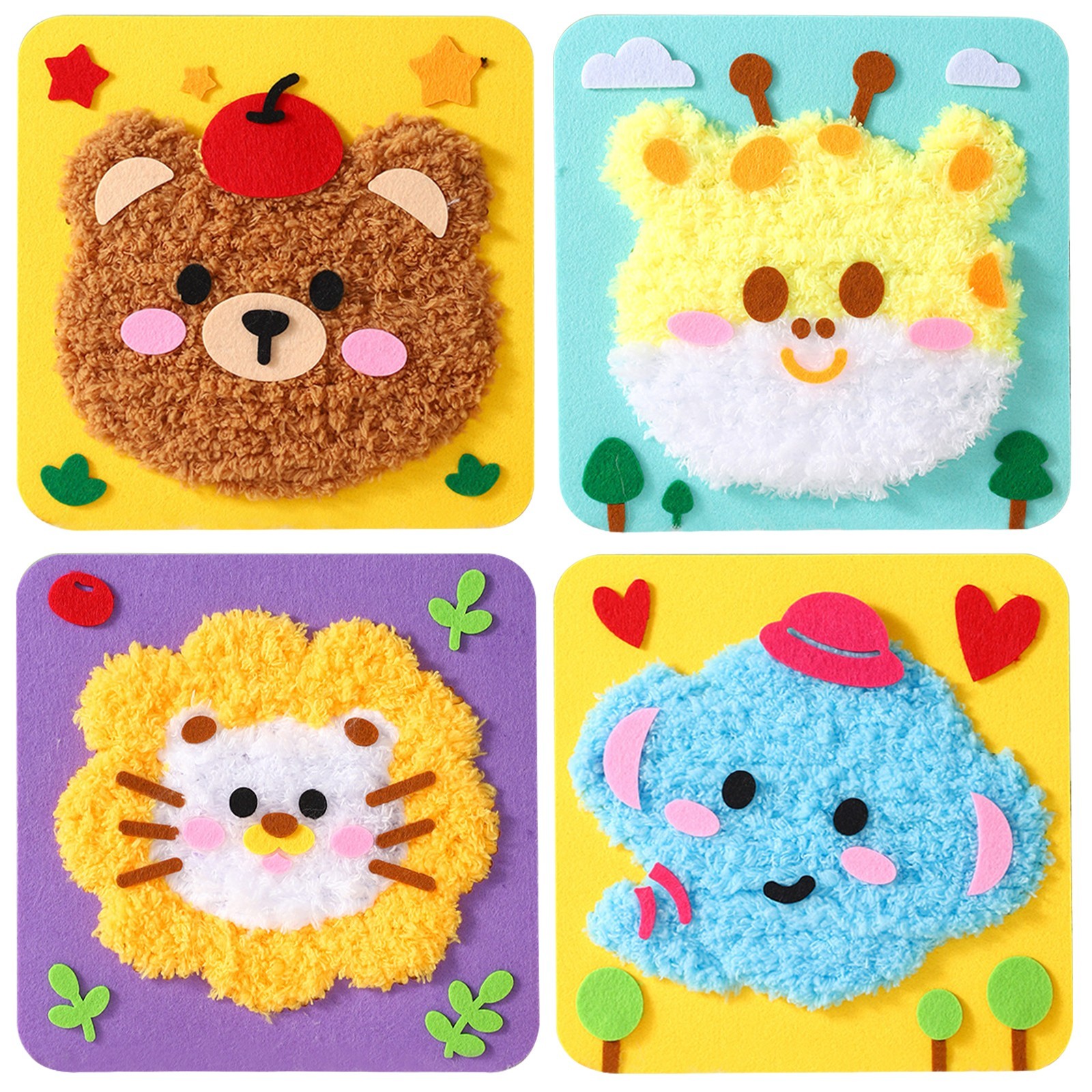 4pcs Cute Cartoon Animal DIY Embroidery Doll Sewing Craft Kit for Kids 50% SALE
