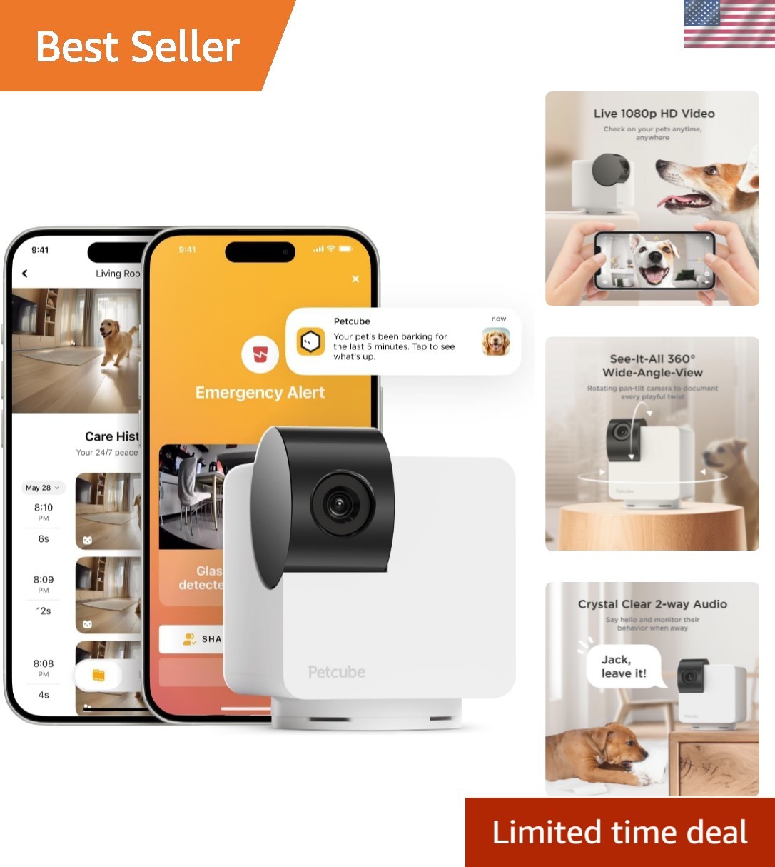 Interactive Indoor Security Camera - 1080p, Night Vision & Easy App Control