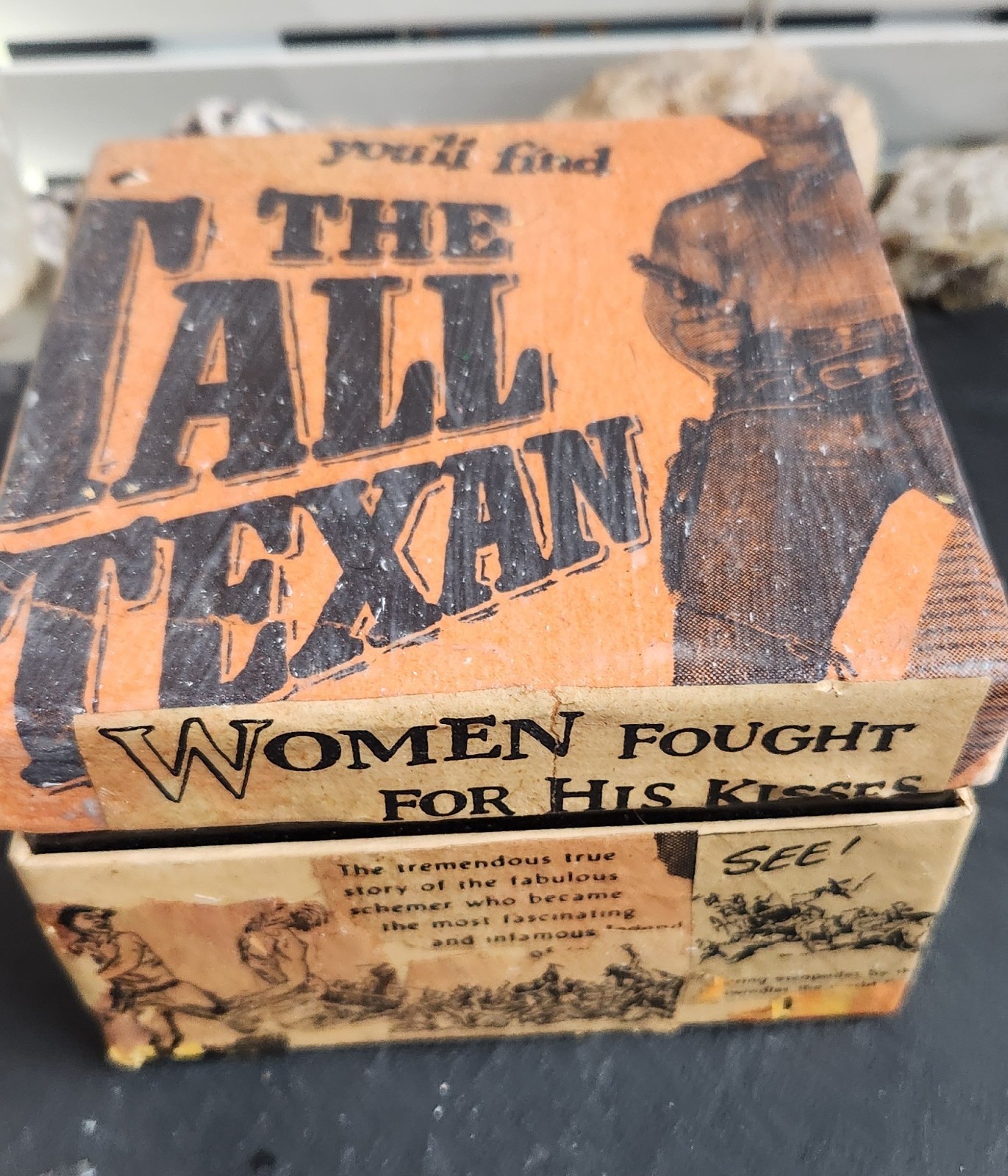 Handmade Western Pulp Collage Paper Box – Vintage Outlaw Movie Poster Decoupage