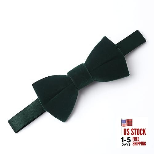 Pre-Tied Velvet Bow Ties for Toddlers - Solid, Adjustable Child Bow Dark Green