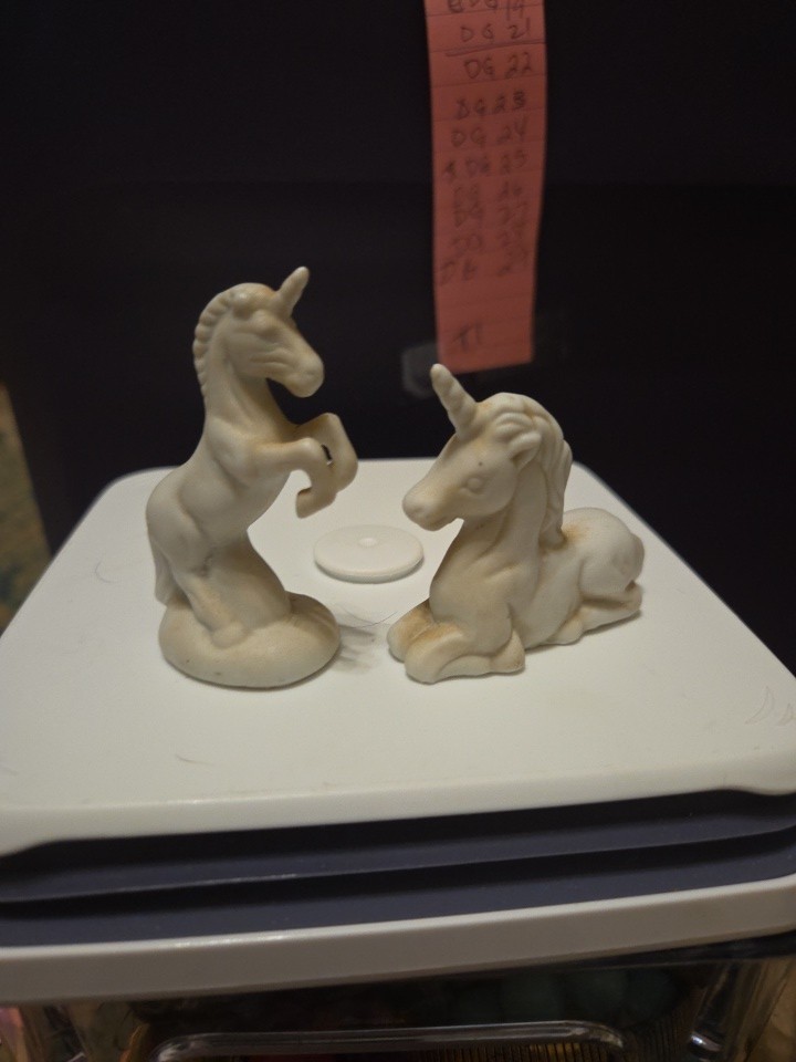 VINTAGE 2 Mini Unicorns- Ceramic Bisque. 2"