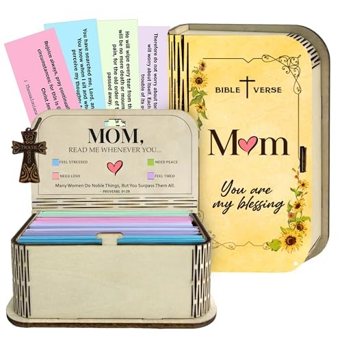 Verse Box – 150 Scripture Cards, Bible Verses With Wooden Box for Mom Bible