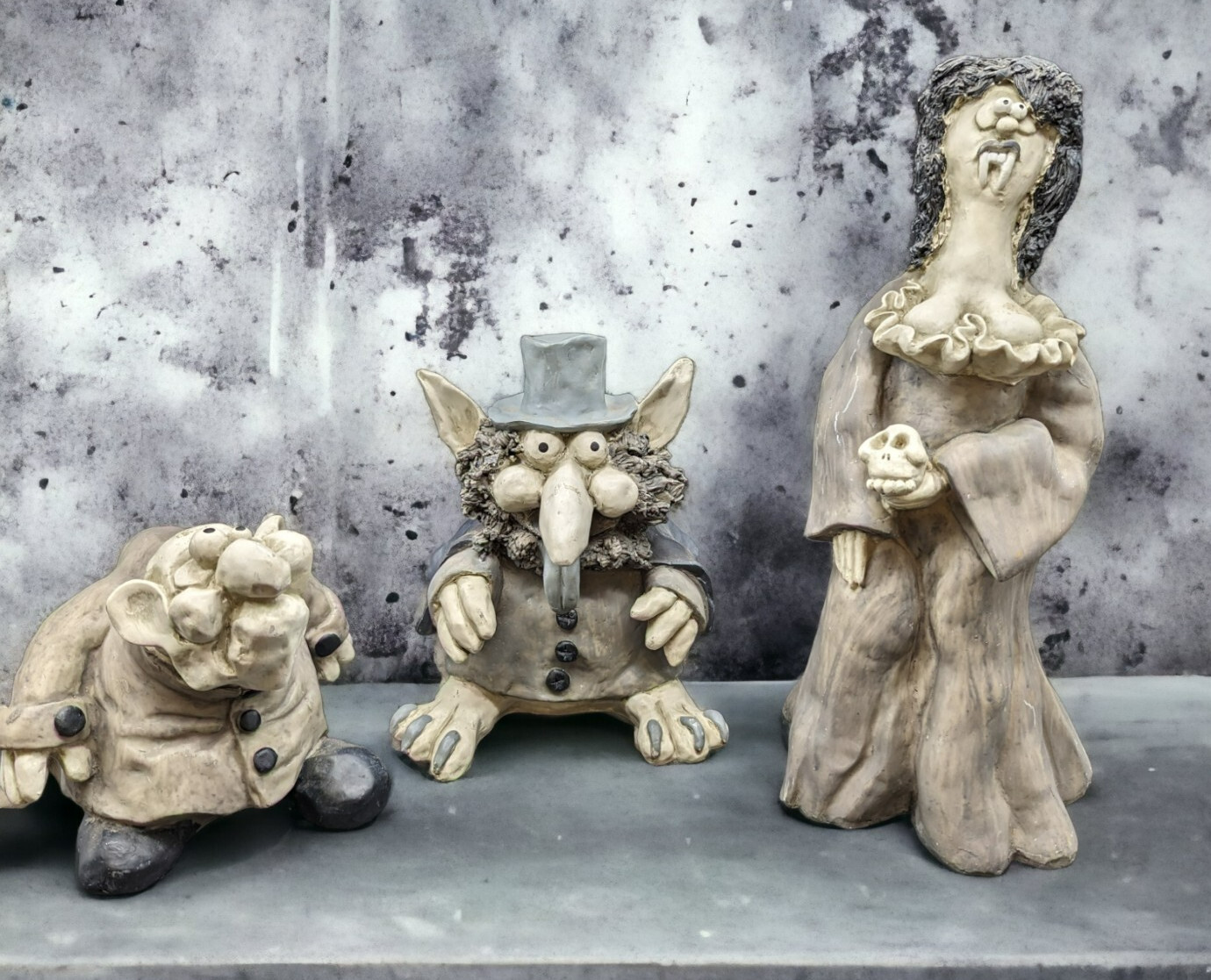 3 VINTAGE Halloween Decor Funny Vampires 1980's  FIGURES LASZLO NADJA