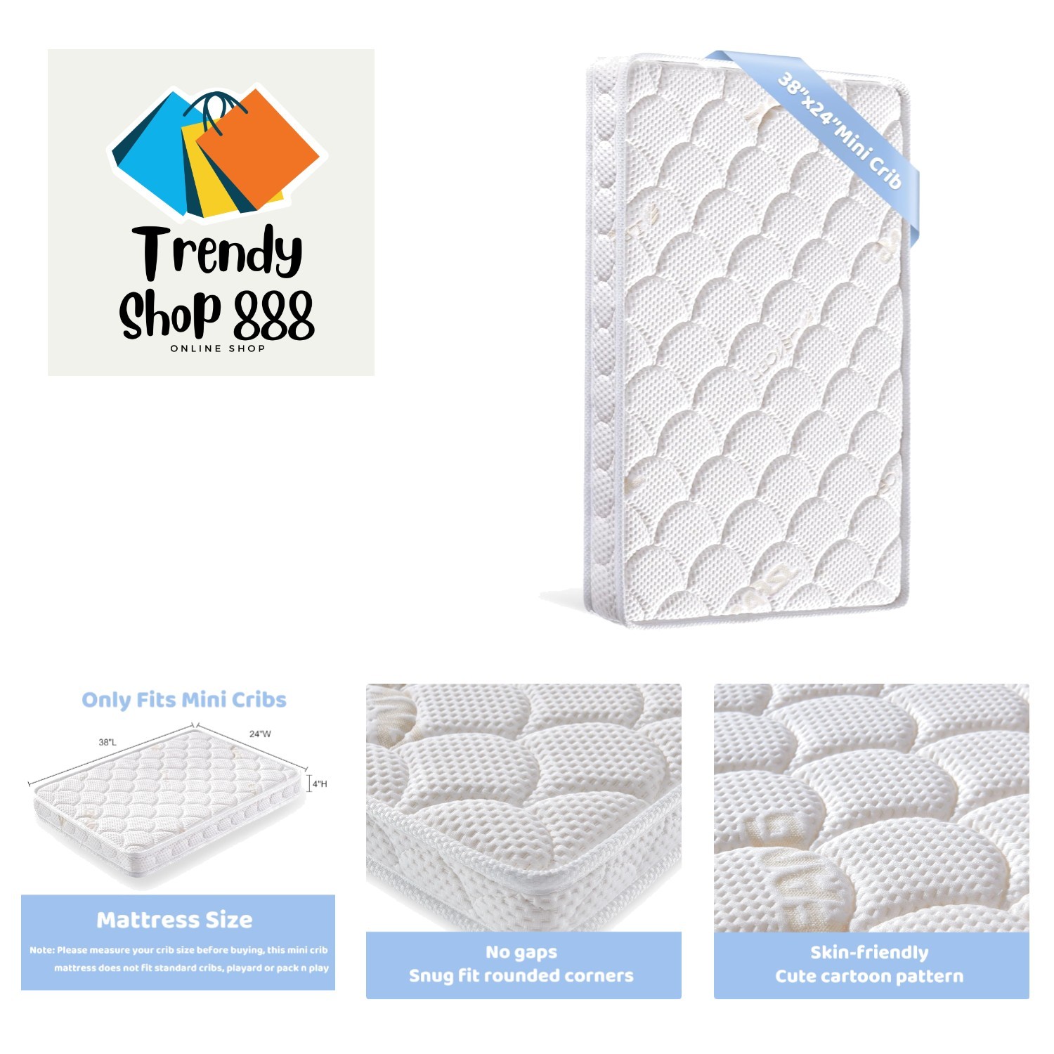 Mini Crib Mattress - 38x24x4 Inch- Dual Sided with Firm Support and Comfort F...