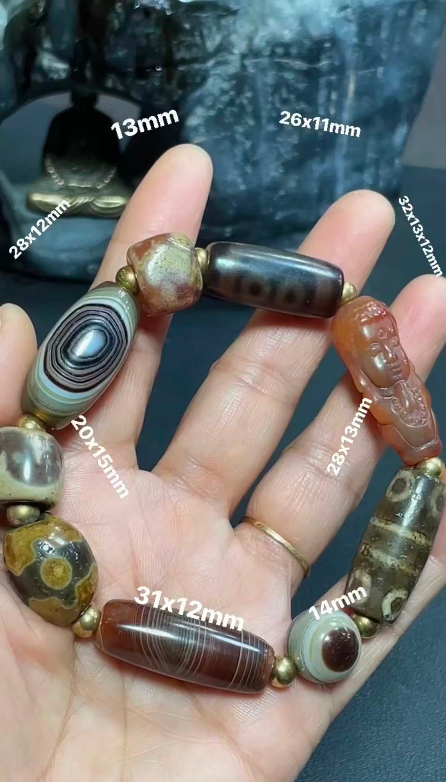 Old Tibetan Nepalese Himalayan Ancient eye Old Dzi Talisman Beads Amulet 老天珠手串