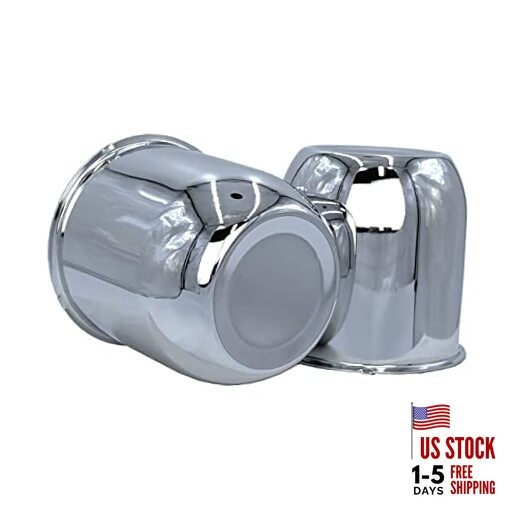 2 Chrome Push Through Center Caps for Auto, Truck, Trailer Wheels and Rims 4.25
