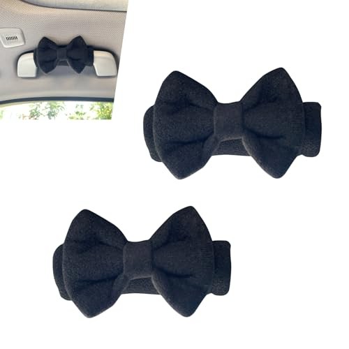 Car Inside Roof Handle Cover, Soft Bow Door Pull Handle Protector, 2 PCS Black