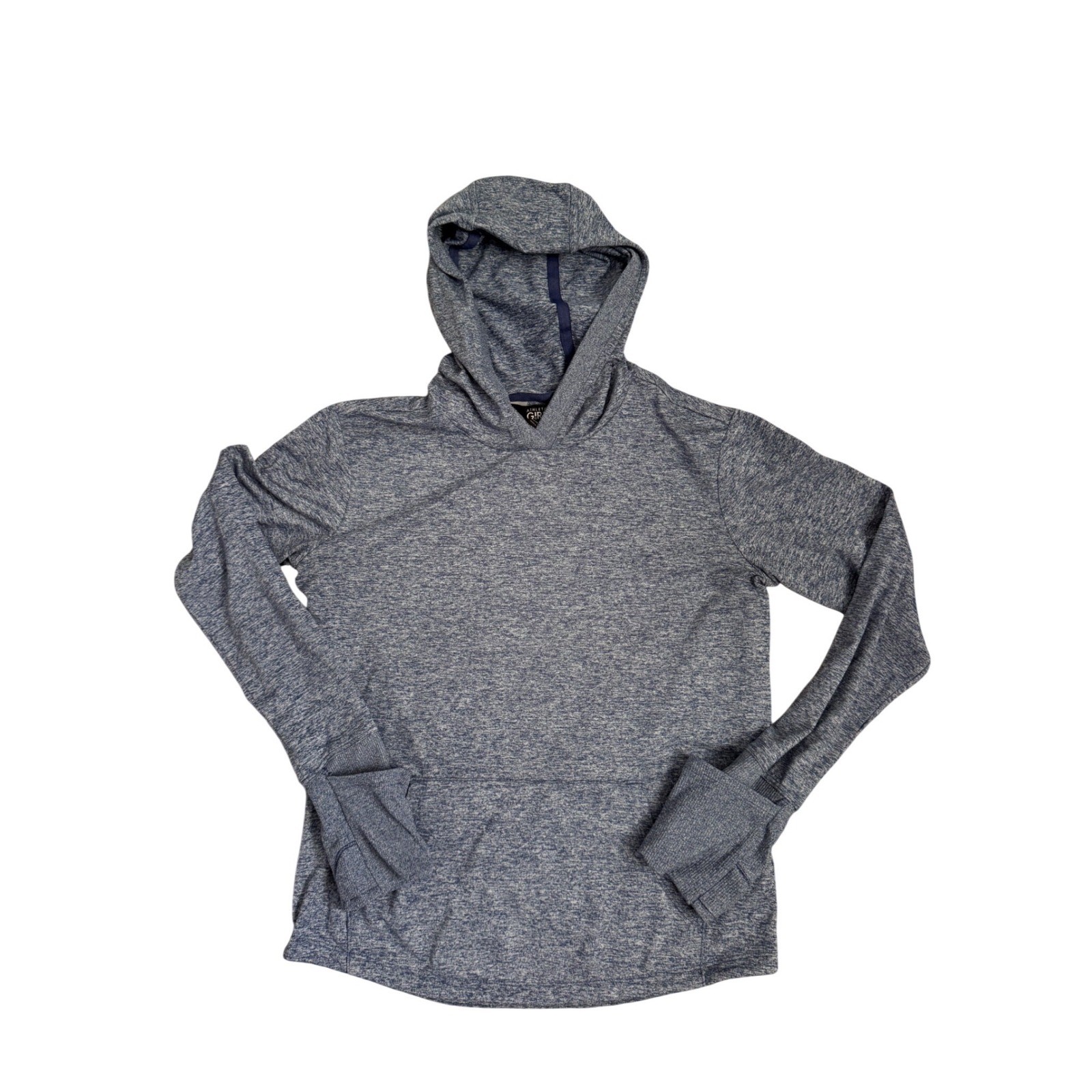 Athleta Girl Uptempo Hooded Top Blue Heather Space Dye Hoodie Girls Size L 12