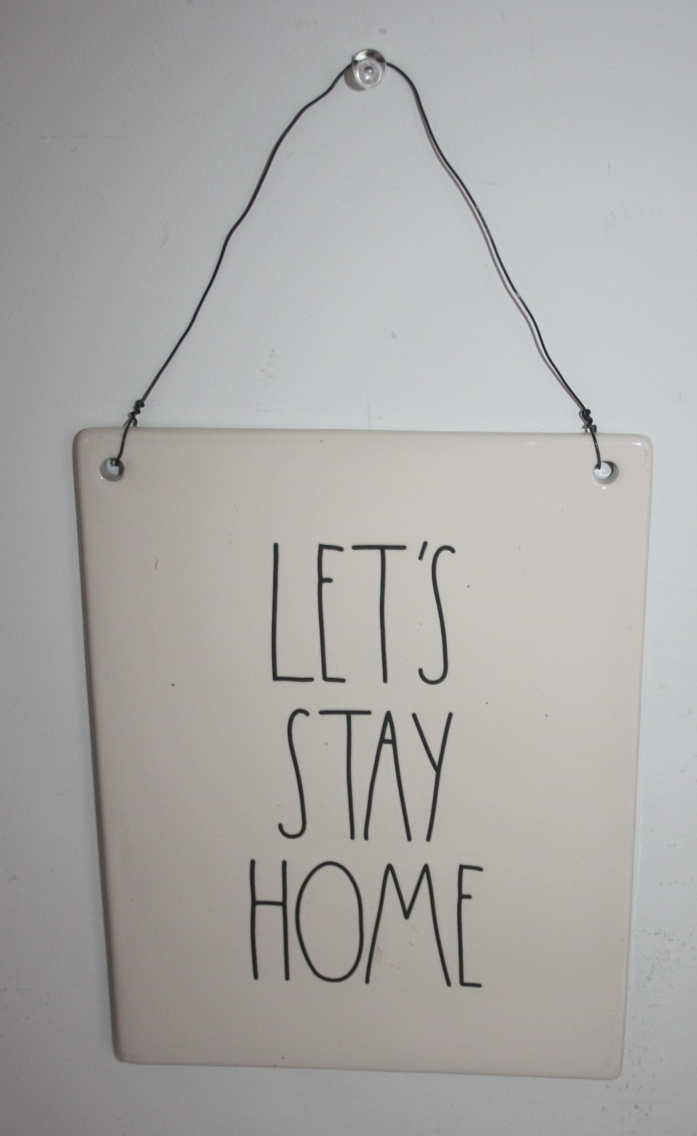 Rae Dunn Artisan by Magenta Ceramic Let's Stay Home Wall Plaque Sign 6X7.5