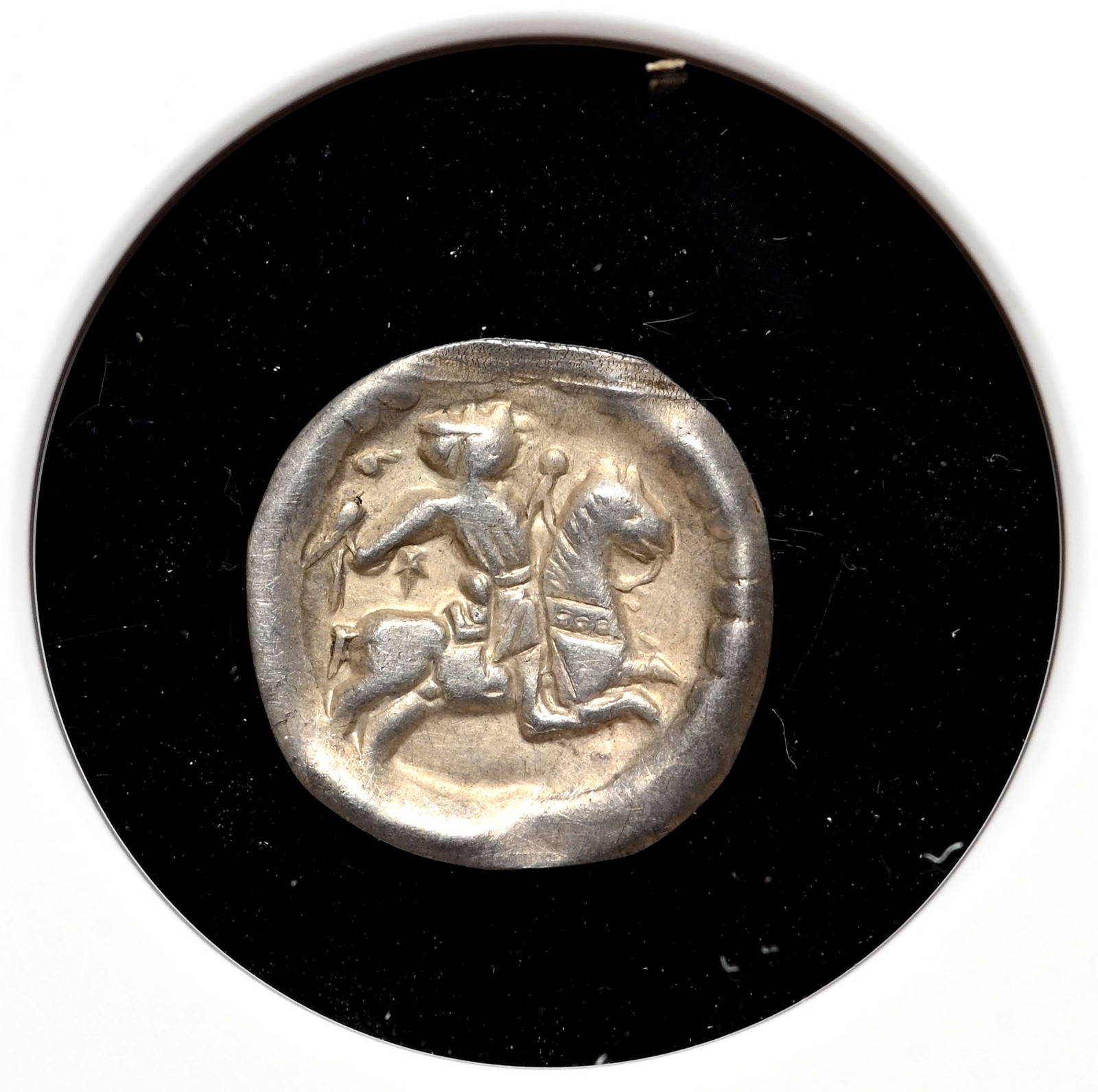 HUNGARY. Bela IV. 1235-1270. Silver Bracteate Denar, Scarce type, NGC AU55