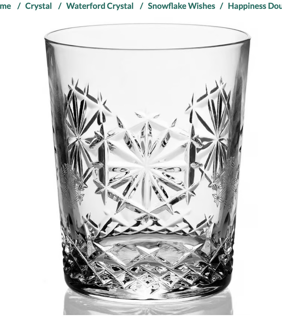  4 Waterford Crystal Highball Glasses Etched w/Snowflakes - Used Once