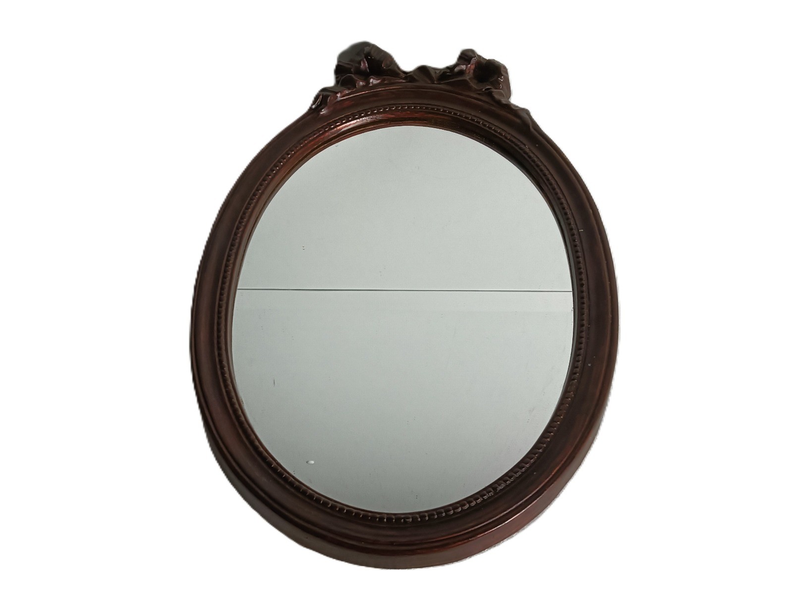 oval wall hanging wooden framed vintage mirror hallway bathroom 