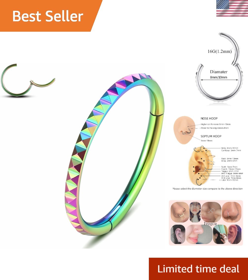 20G 18G 16G 14G Single/Double Hoop Stainless-Steel Seamless-Hinged-Piercing S...