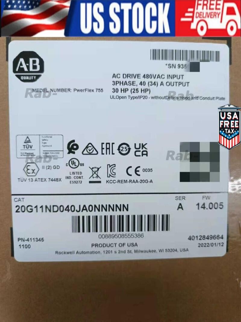 New Allen-Bradley 20G11ND040JA0NNNNN PowerFlex Air Cooled 755 AC Drive us