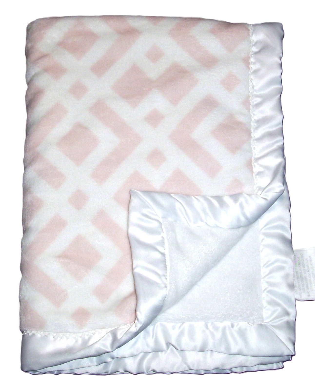 Ivanka Trump Wildflowers Lattice Pink Baby Blanket Plush Satin Trim 30x40"