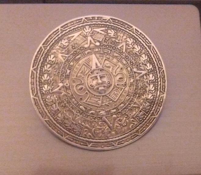 Vintage Taxco FCS  Mexico 925 STERLING SILVER Aztec Mayan Calendar Pendant 