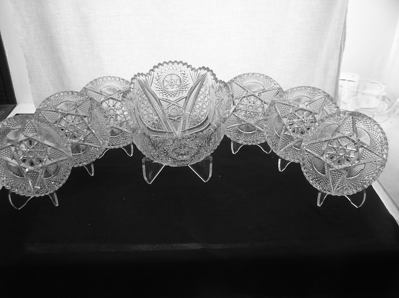 American Brilliant Cut Glass J. Hoare #932 design 7 pc salad set