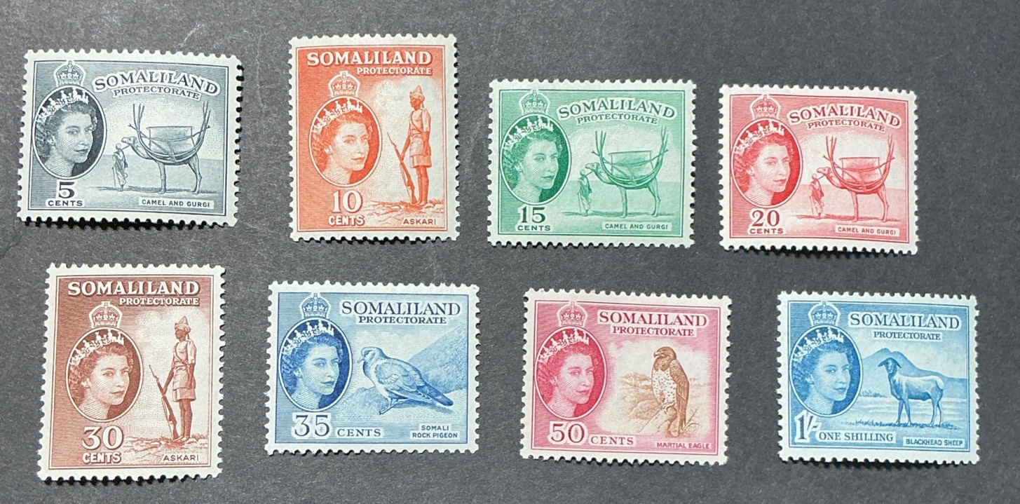 BRITISH SOMALILAND 1953-1958 VF MLH Sc#128-135, Partial Set  Cv$20.   (W16)￼
