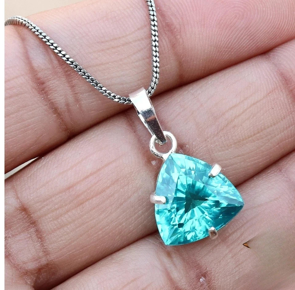 Certified 22 Ct Ct Natural Paraiba Tourmaline 925 Silver Pendant Loose Gemstone