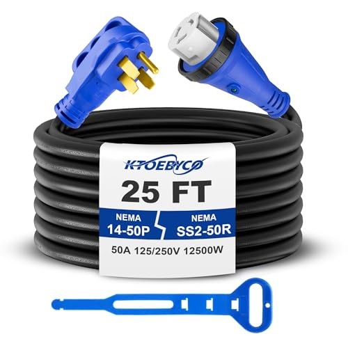 50 Amp RV Extension Cord, ETL Listed Heavy Duty Copper NEMA 14-50P to SS2 25FT
