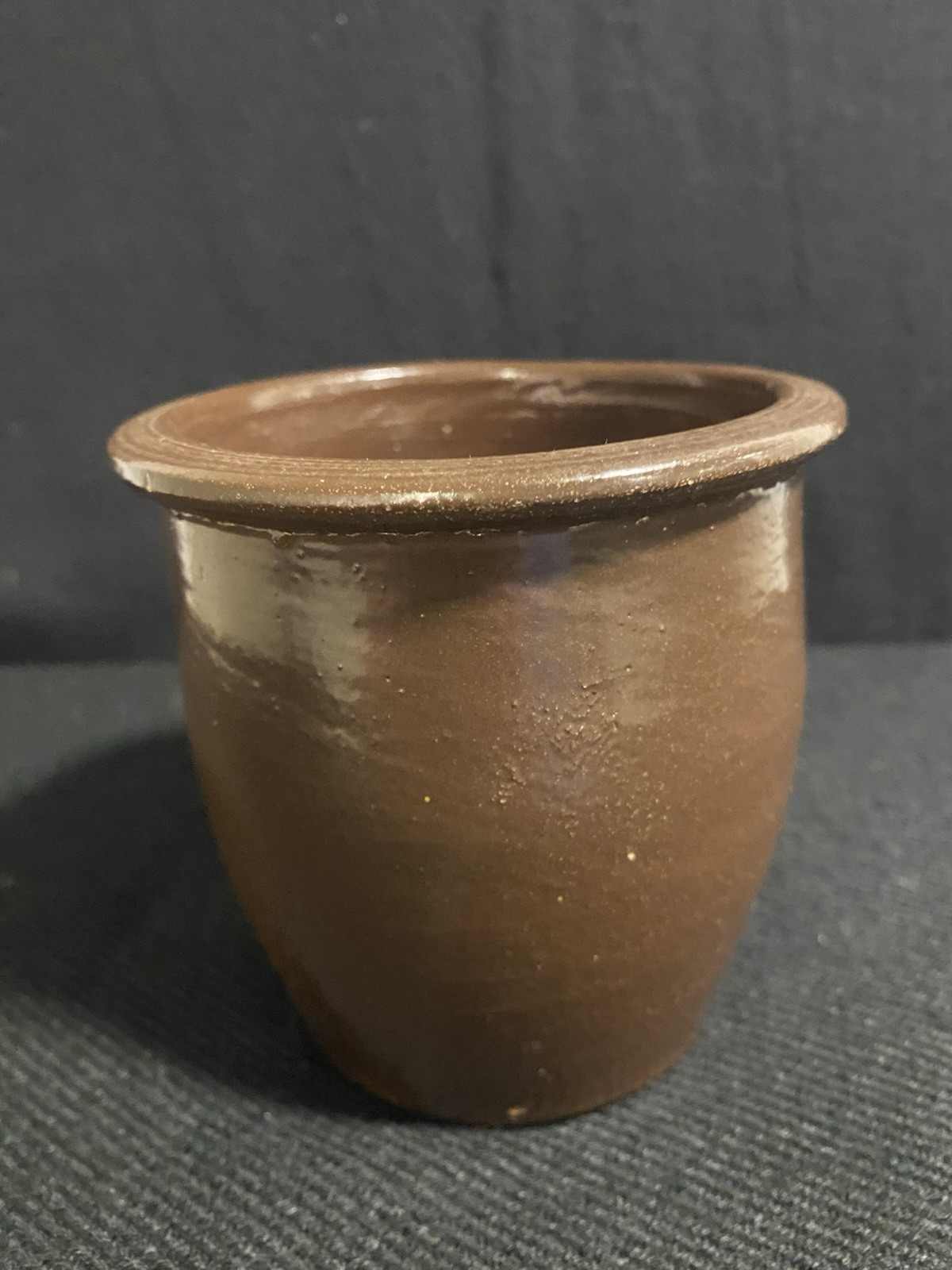 Small Antique Brown Glaze Small Stoneware Crock/Jar Albany Slip Glaze