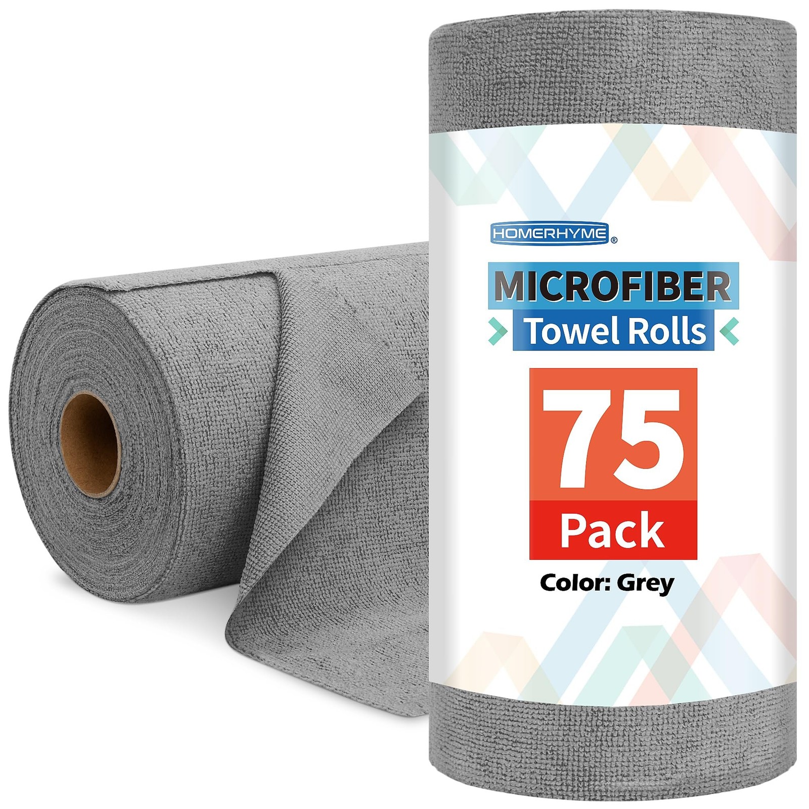 HOMERHYME Microfiber Cleaning Cloth Roll, 75 Pack Tear Away Microfiber Towels...