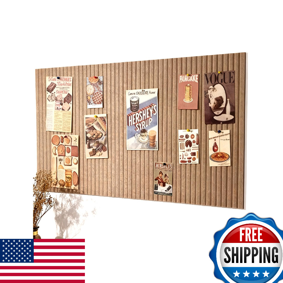 rokeblau 48x32" Large Felt Bulletin Pin Board 0.35" Thick Wall Decor Message Boa