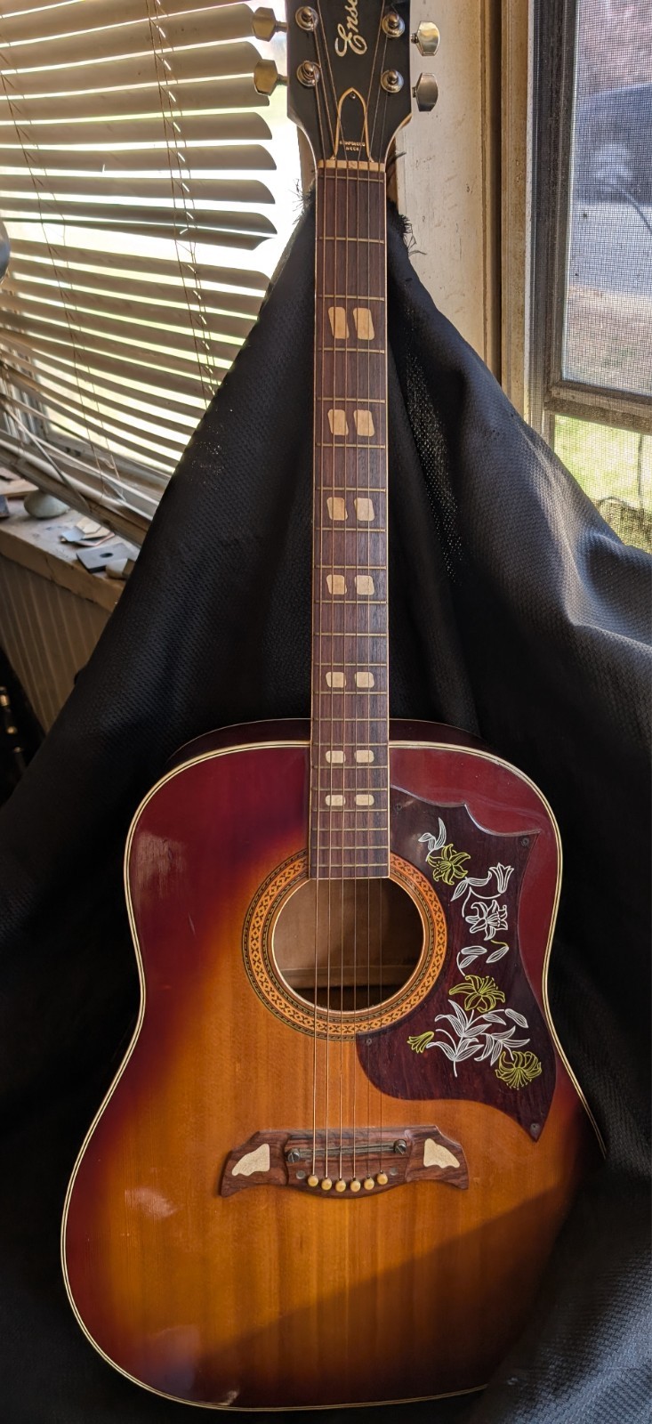Vintage Ensenada WG-69 Acoustic Guitar–Rare MIJ Hummingbird-Style