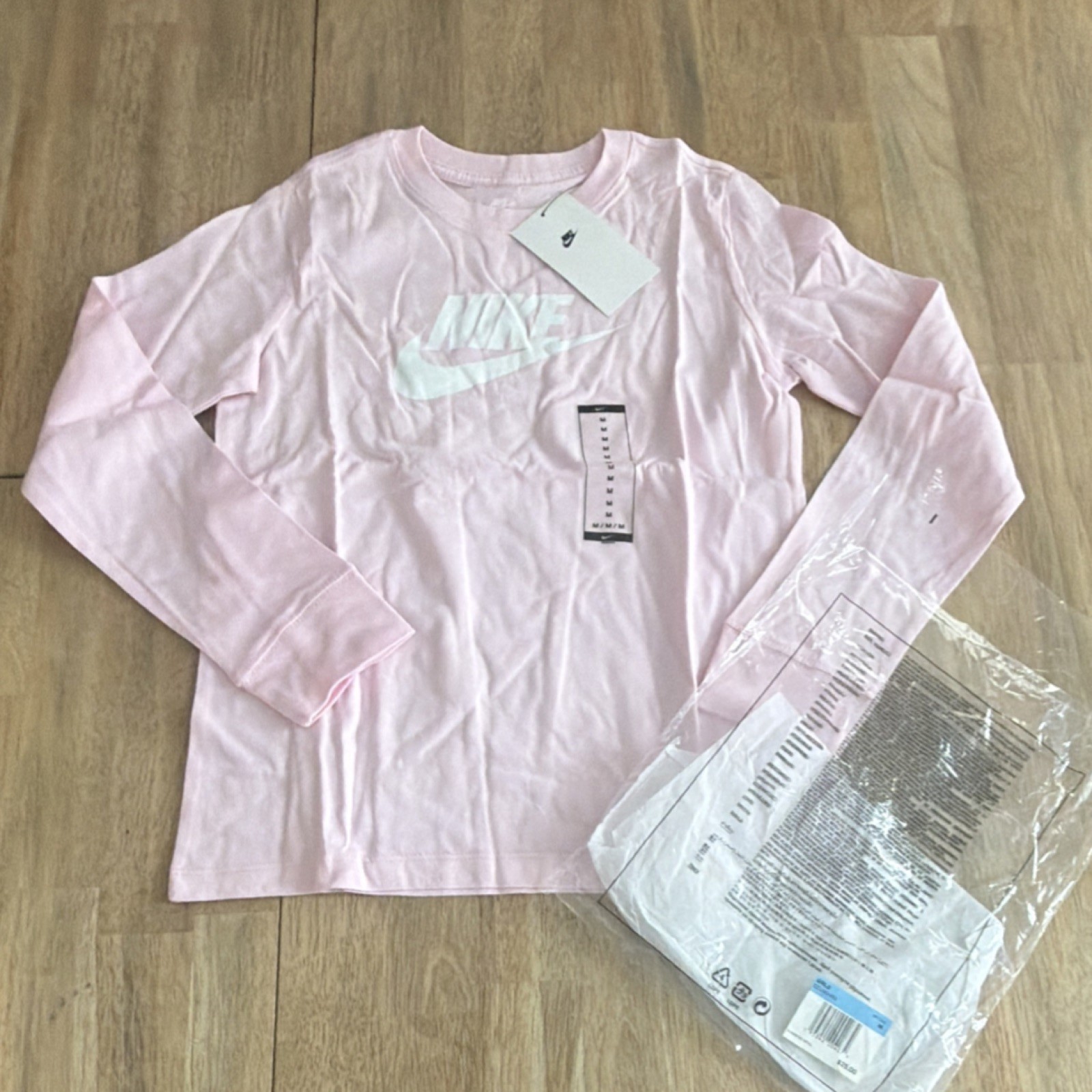 Nike Girls Pink Long Sleeve Jersey Logo Crew Neck T-Shirt CZ1260-663 Size M