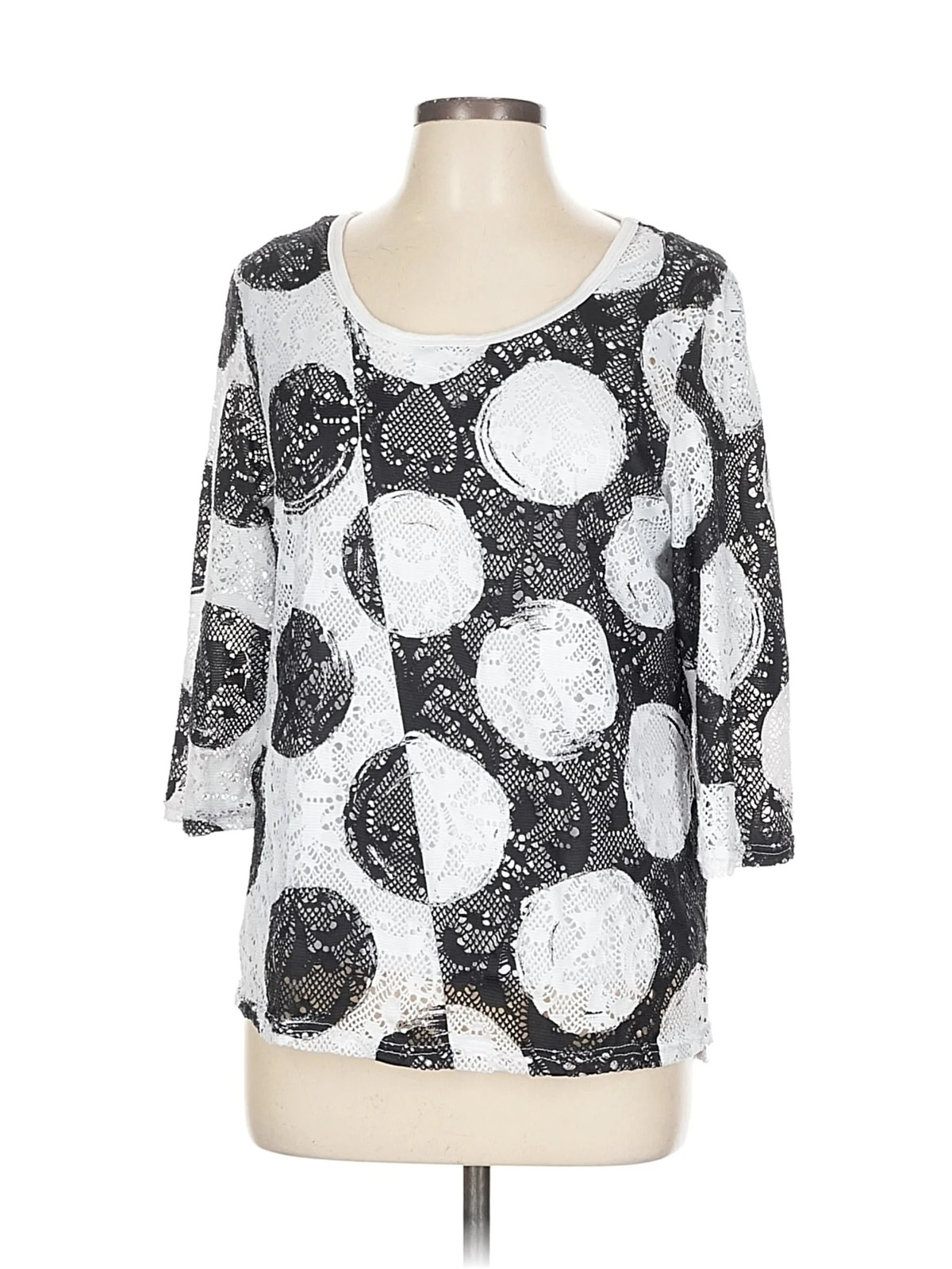 Onque Casuals Women Silver 3/4 Sleeve Top L Petites