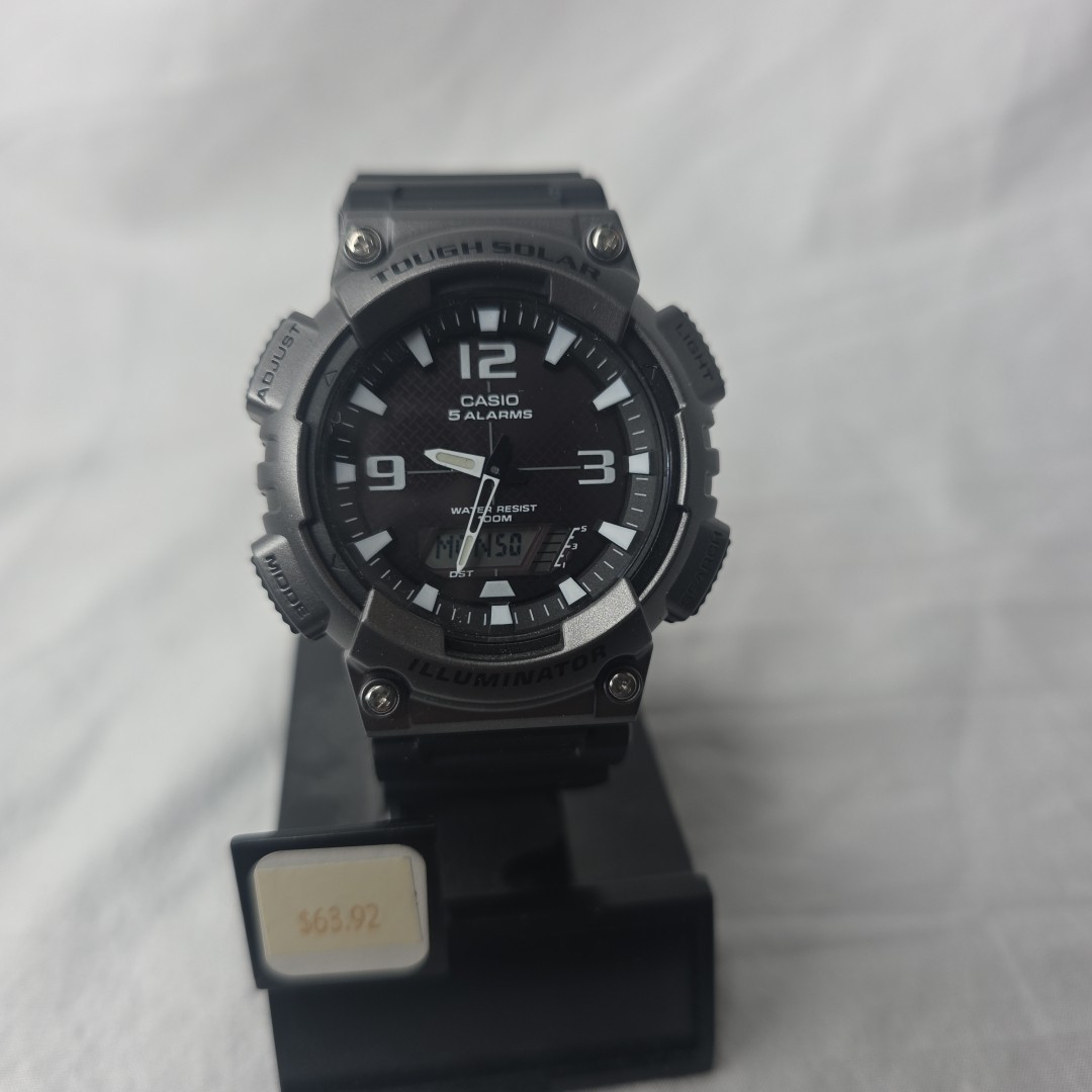 Casio Men's Sport Watch with Black Dial - AQS810W-1A4V Tough Solar 5 Alarms(CWF)