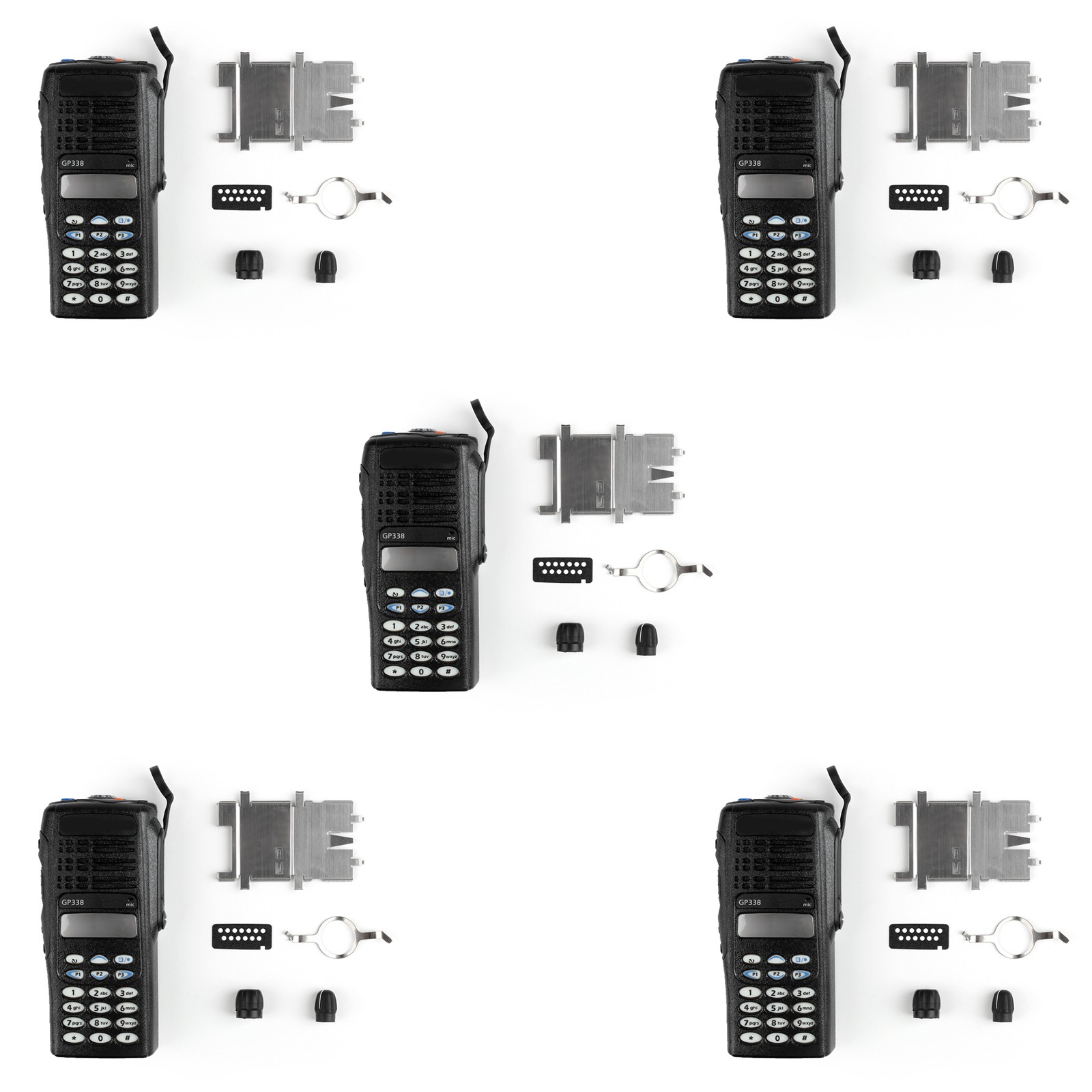 5x Replacement Front Outer Housing Cover For  GP338 338Plus Radio Black