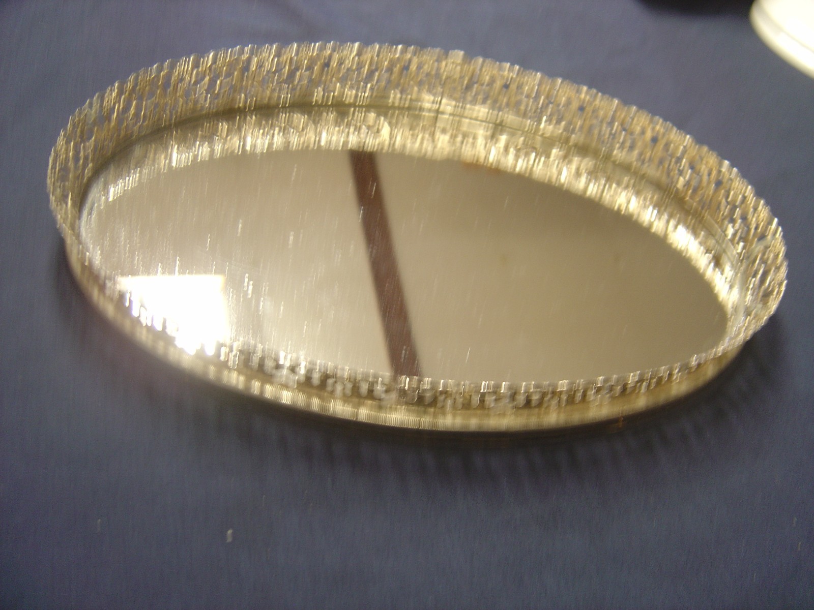 VINTAGE Gold Metal Ornate Framed Table Mirror 12" X 8'