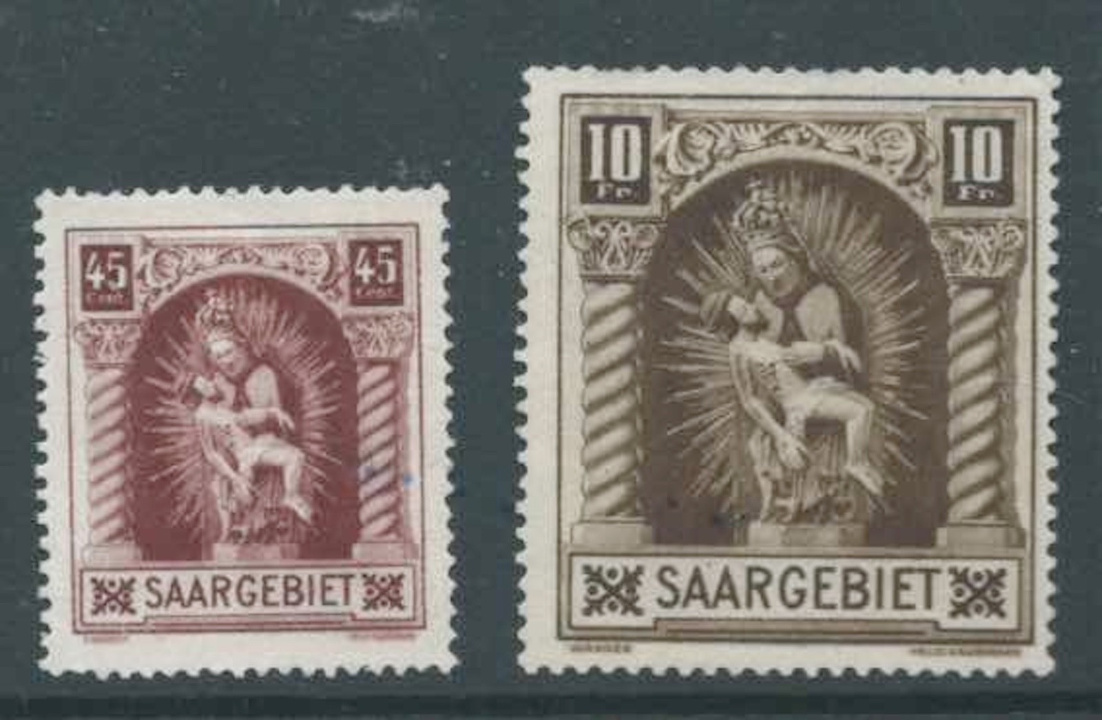 SAAR 1925-  SG102-3 45c & 10f - Mounted Mint - Catalogue £30.50