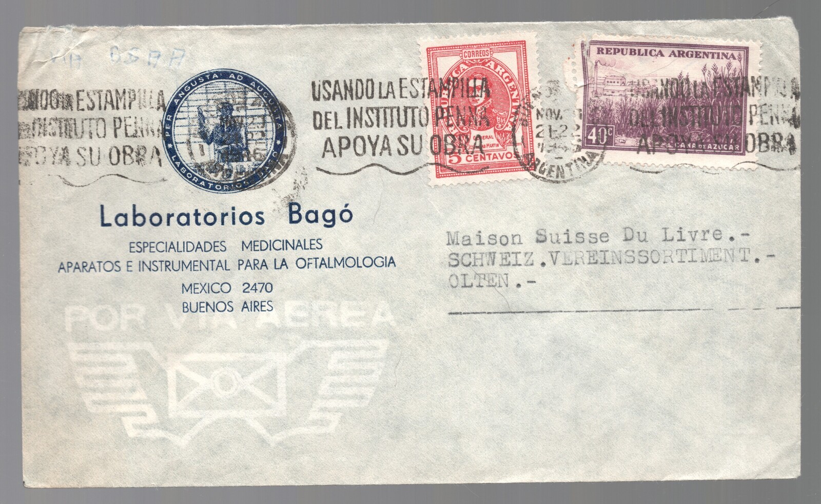 Argentina 1947 Laboratories Bado Ophthalmology Medical Equipment Cover