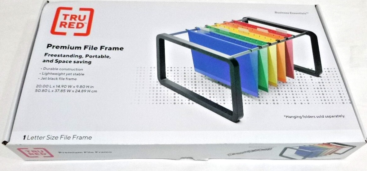 TRU RED Premium Hanging File Frame, Letter Size, Black, New in Box-Office Supply