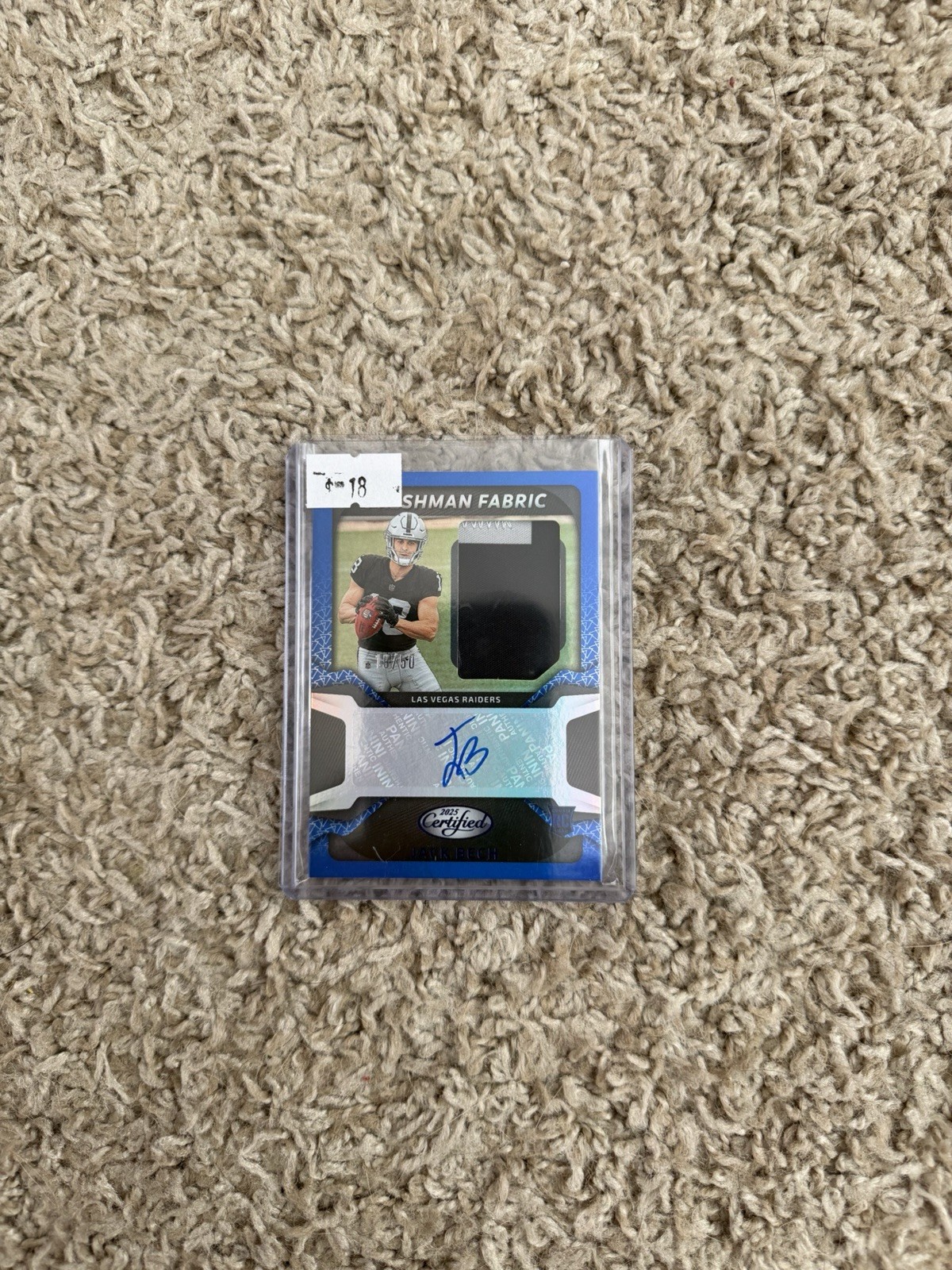 Jack Bech 2025 Panini Certified RC Freshman Fabric Auto Patch Blue SP /50