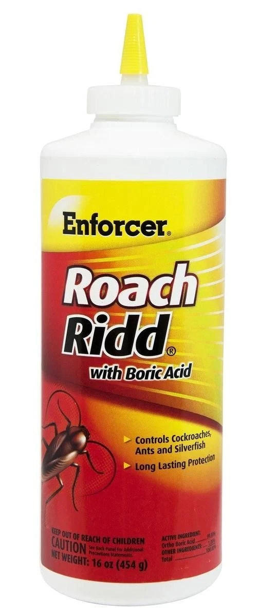 Enforcer Roach Ridd Boric Acid Powder Killer Roach Ant Silverfish Oderless 16 oz