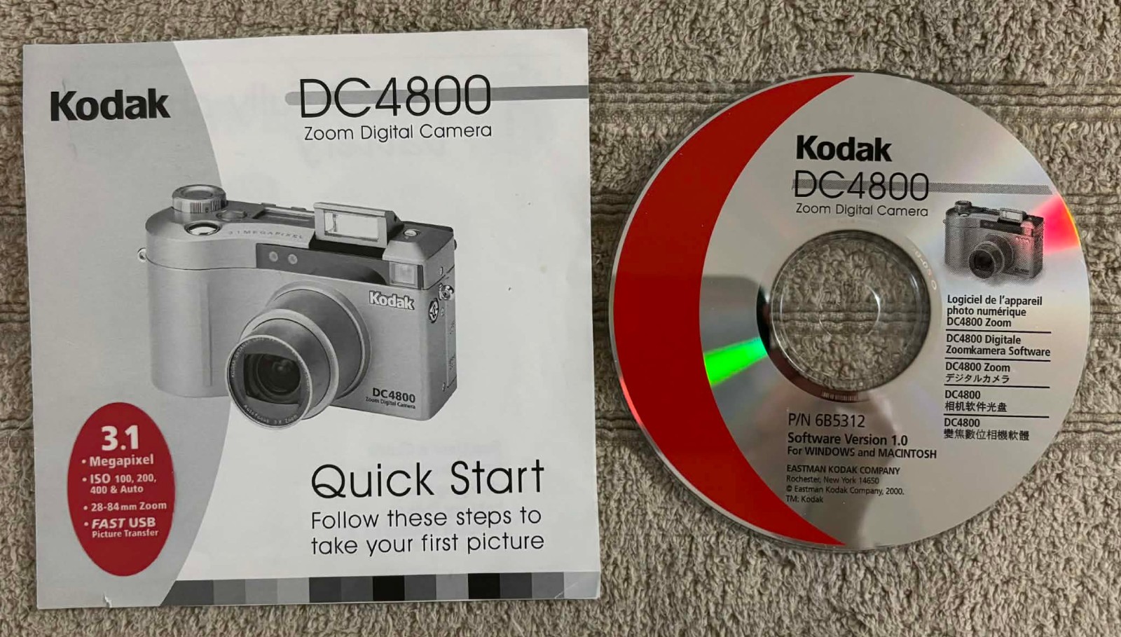 Kodak DC 4800 Zoom Digital Camera Quick Start users Guide with Software, VG COND