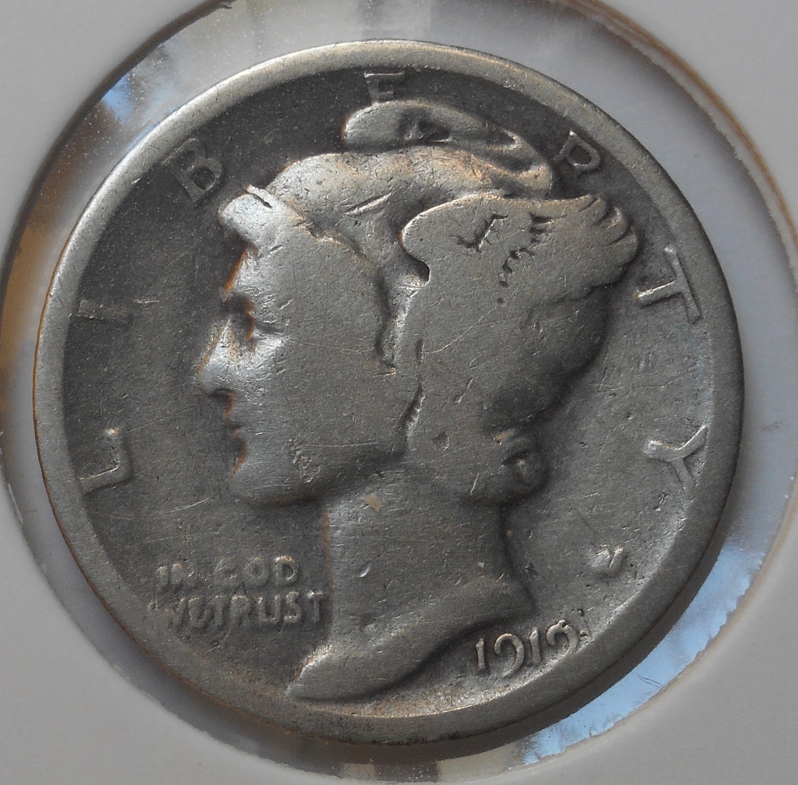 1919 . . Mercury Dime . G . Good. Silver .