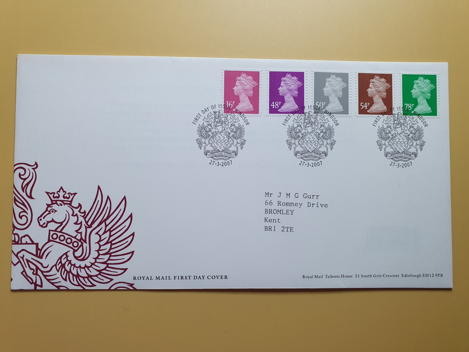 FDC - 2007 - 16p - 78p DEFINITIVE FIRST DAY COVER - WINDSOR CANCEL #3069