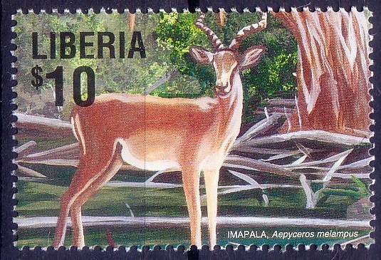 Liberia 2001 MNH, Imapala, Antelope, Wild Animals 