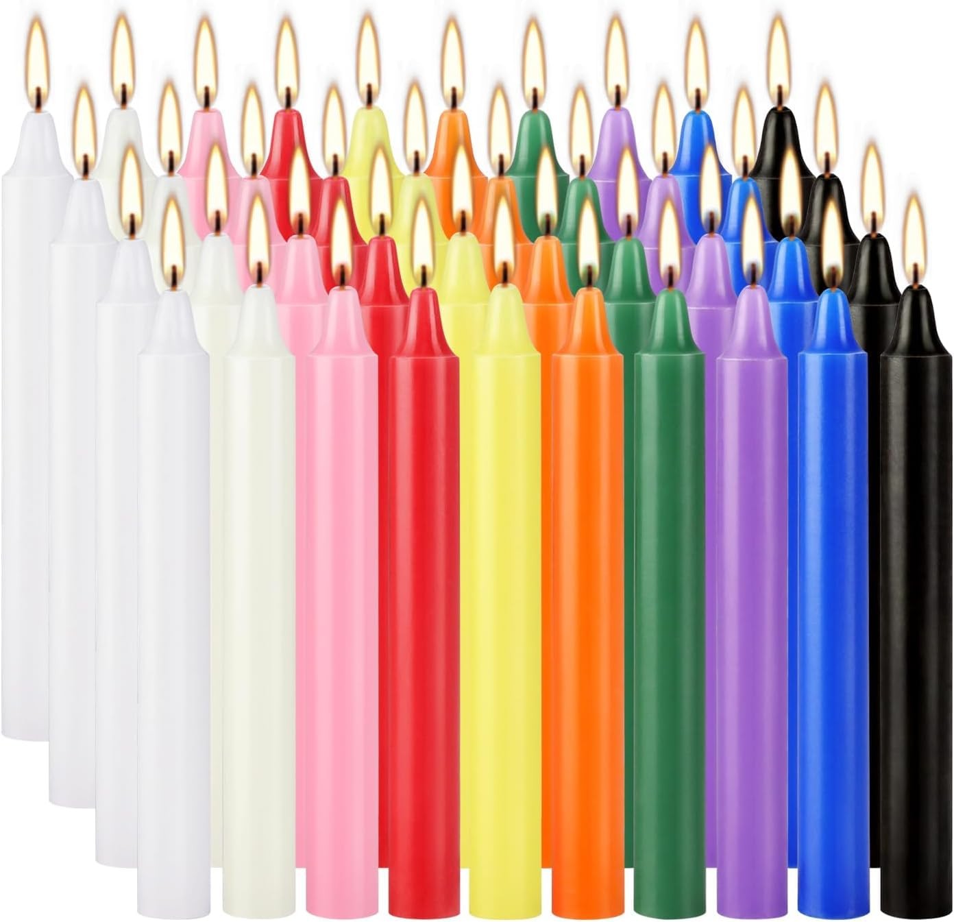YOROXRG 40 Pack Spell Chime Candles-4 Inch Multi-Colored Taper Colors-4" 40 