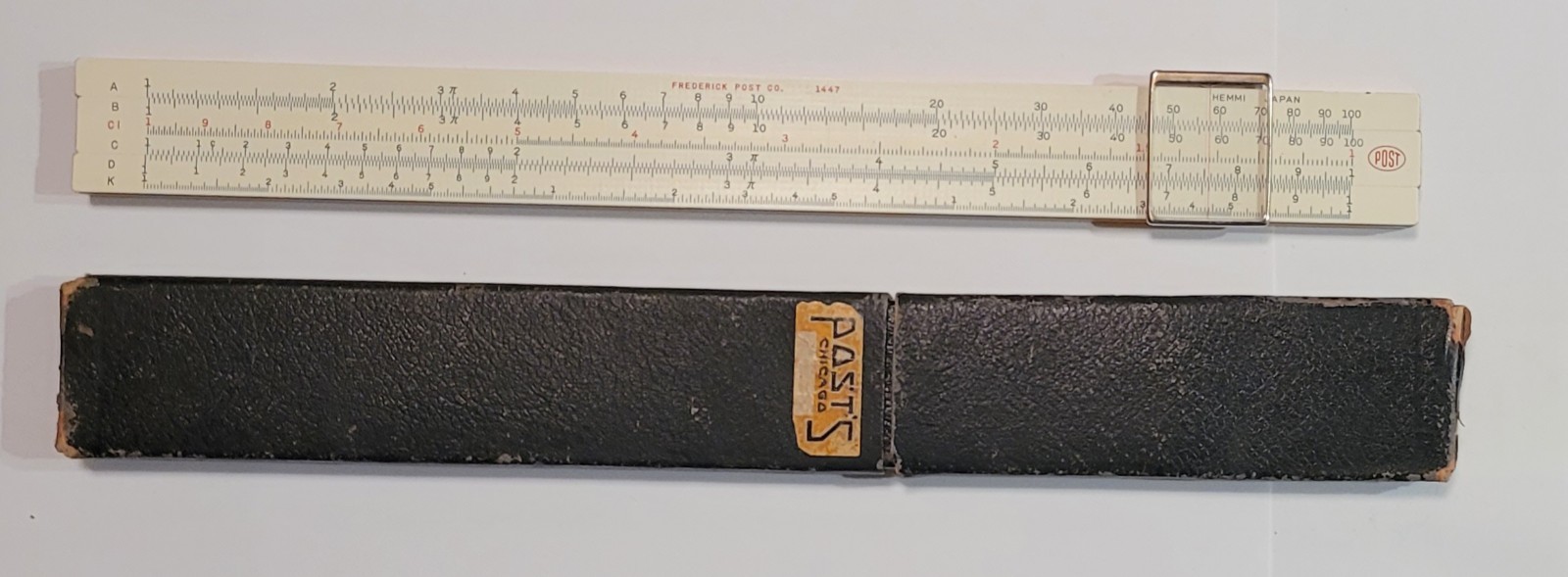 Vintage Frederick Post Co. 1447 Hemmi Slide Rule in Hard Case Japan