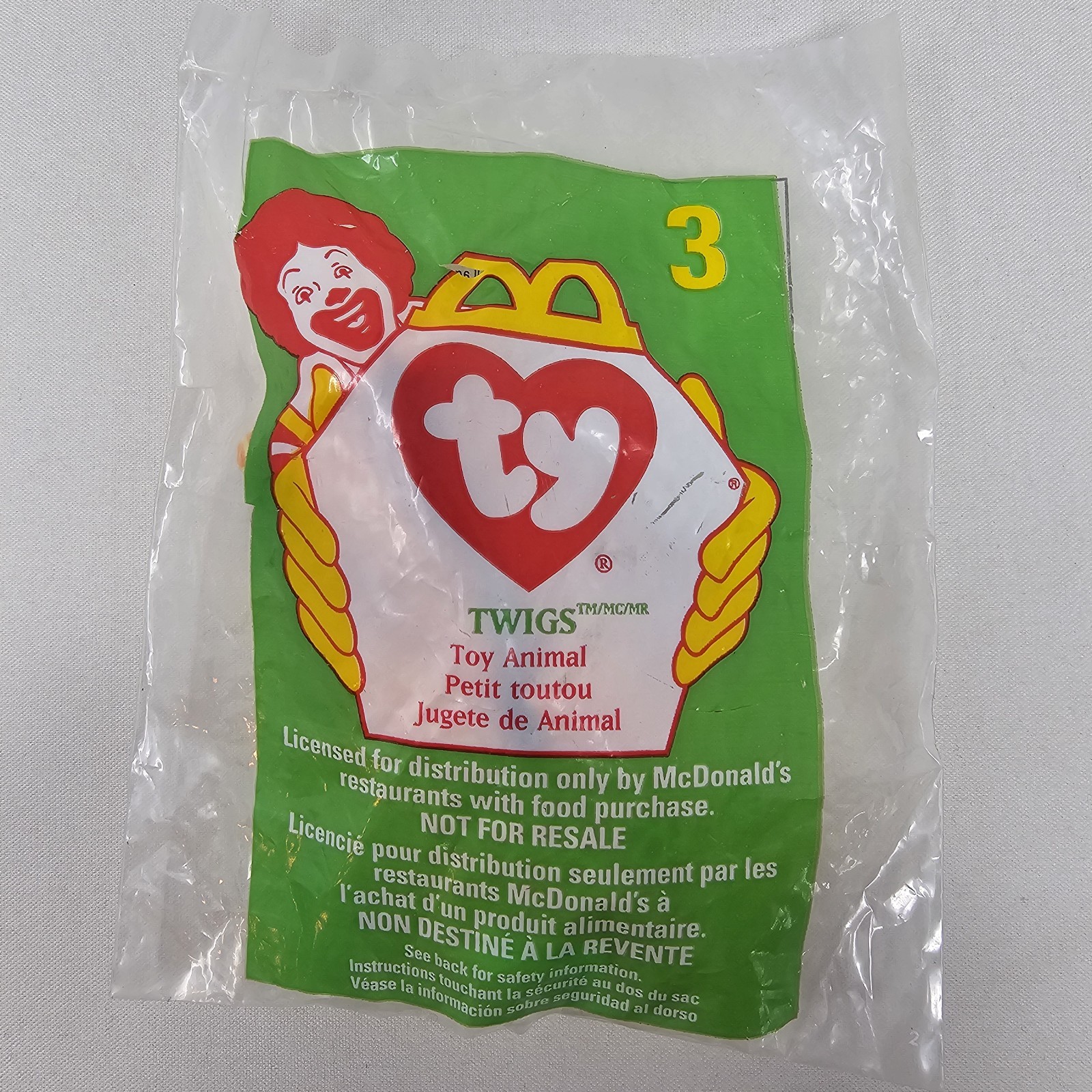 1998 McDonalds Happy Meal TY Teenie Beanie Babies #3 "Twigs" The Giraffe