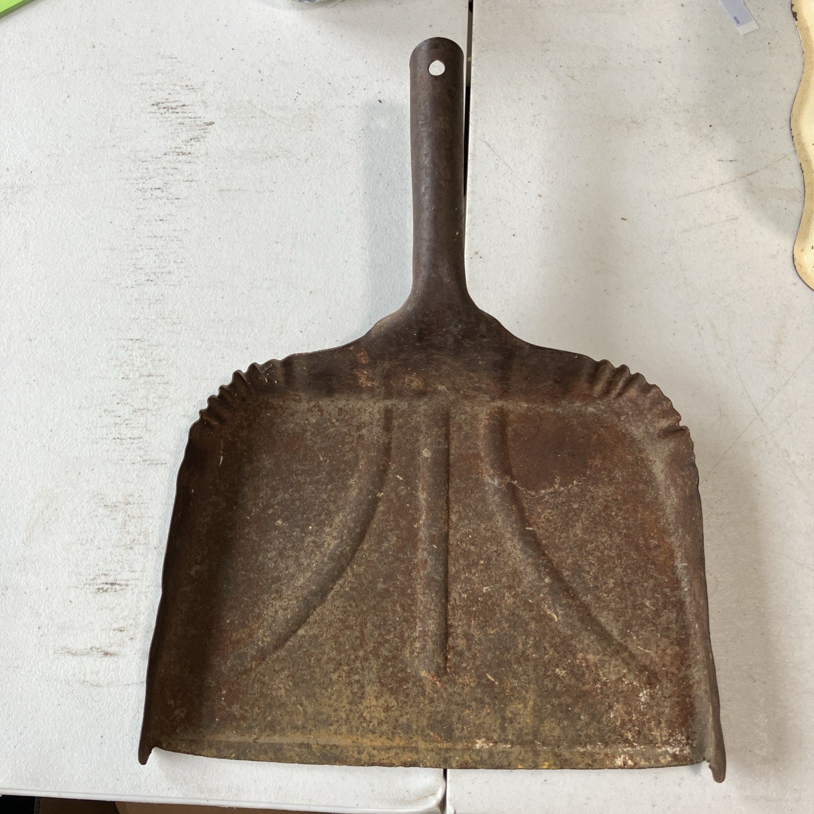 Vintage  Heavy Duty Kitchen/Industrial Metal Dust Pan Crimped Edges 